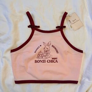 BOBON21 Cute Streetwear Women Summer Printed Bow Tie Tank Top Camisole, Size: S